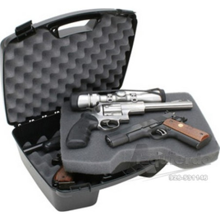 Caja MTM para revolver.- pistola.  8.5"  negra