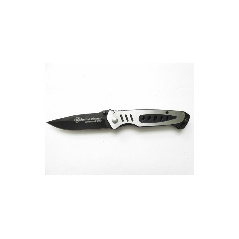Navaja plegable negra y mango de aluminio Smith & Wesson (OB)