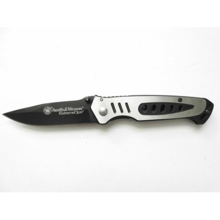 Navaja plegable negra y mango de aluminio Smith & Wesson (OB)